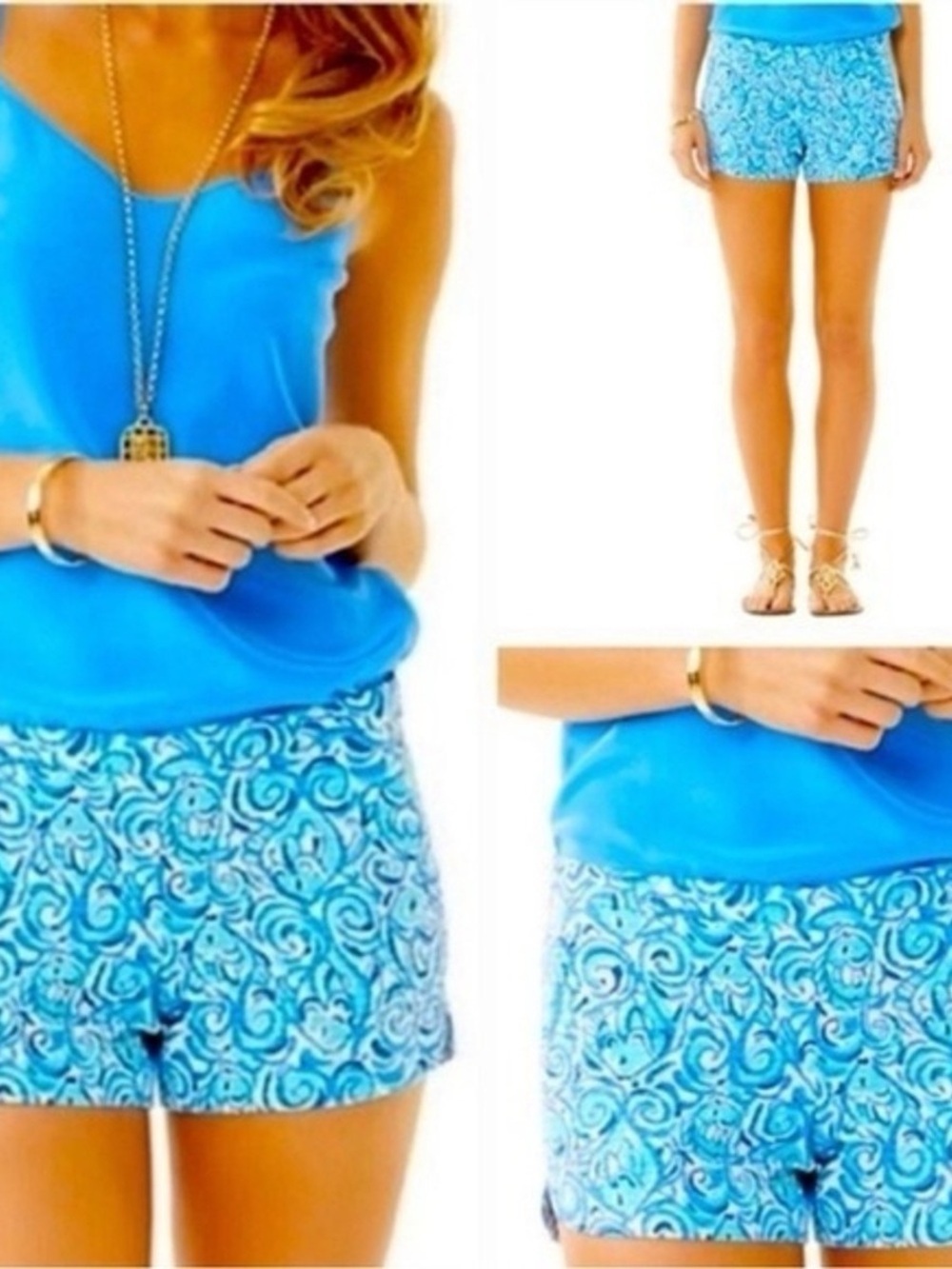 Lilly Pulitzer Callahan Shorts Size 2 Blue Aqua Print Cotton